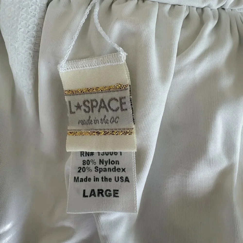 L*SPACE Fringe Bandeau Bikini Top - White Strapless - Size L (2629-1) - Picture 3 of 4